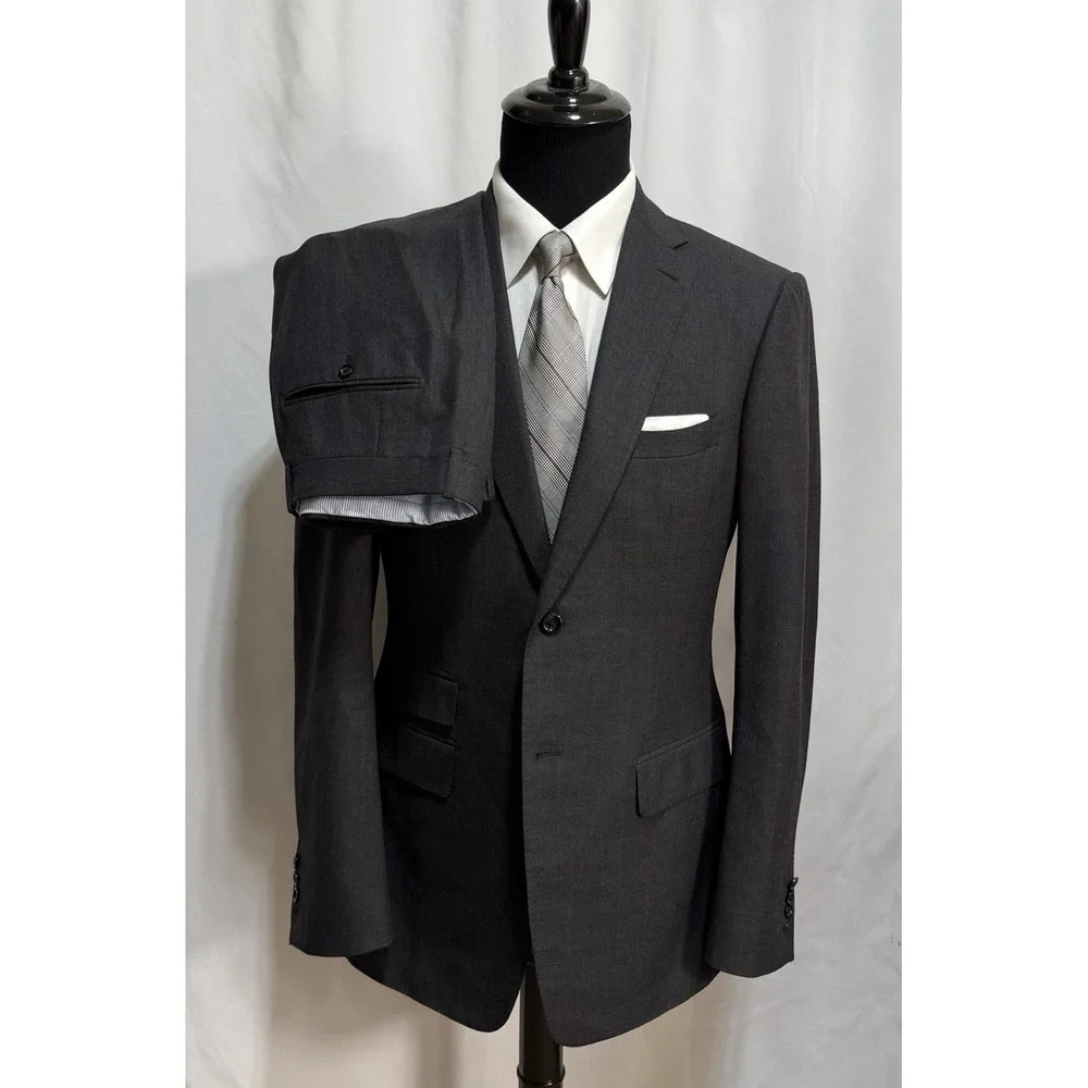Michael Andrews BESPOKE Holland Sherry Suit 42LT 36x33 Charcoal Surgeon Cuffs